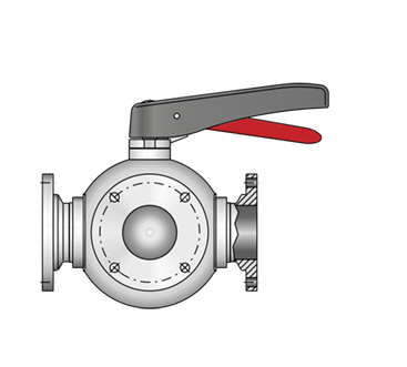 Dreiwegekugelhahn 3×Kleinflansch